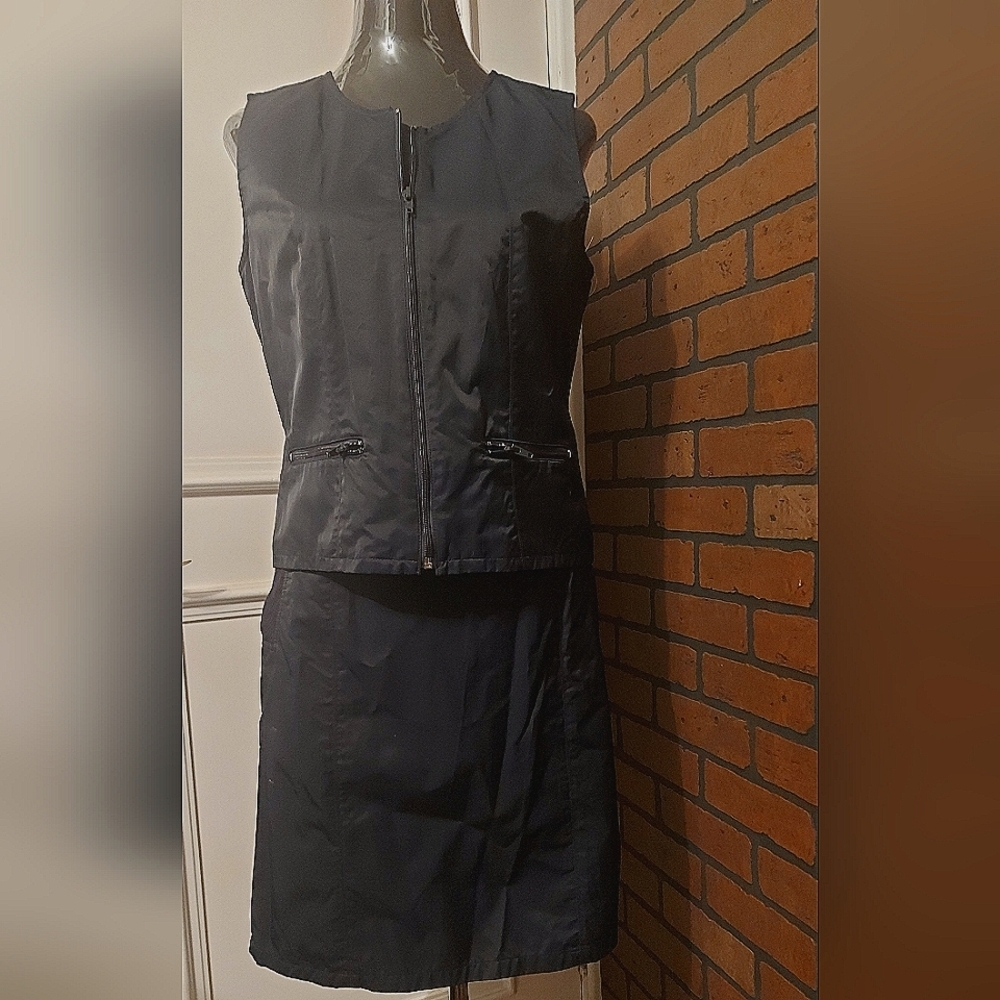 Minimalist Chic Skirt & Vest Suit Timeless Classic Dark Academia Navy Co-Ord Set
